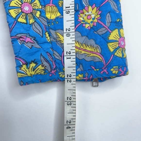 Anthropologie dRA Blue Yellow Quilted Floral Jacket Zip Front Block Print Small - Picture 11 of 12